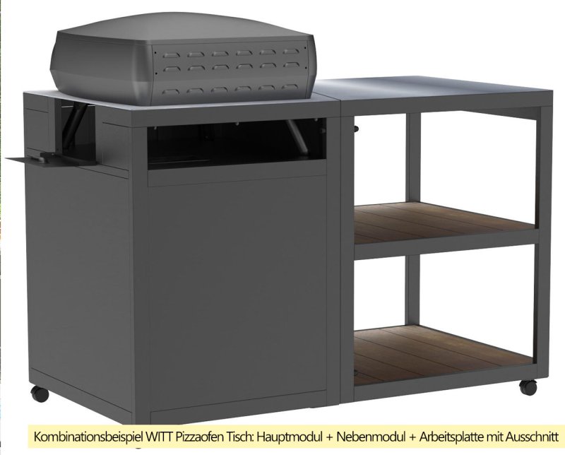 Witt Pizzaofen Tisch - mit Edelstahl Arbeitsplatte - Pizzatrolley Zusatzmodul