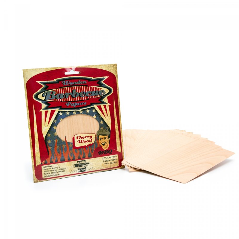 Axtschlag Grillpapier Kirsche / Wood Papers Cherry - 19 x 15 cm /  8er Pack
