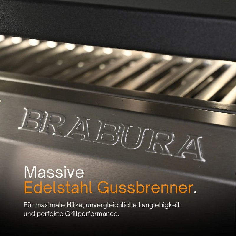 Brabura Outdoor Küche - KC 120 Grillschrank Box-Q Drop-In - Anthracite Grey / Nero Zimbabwe - inkl. Brabura Einbaugrill Box-Q Schwarz