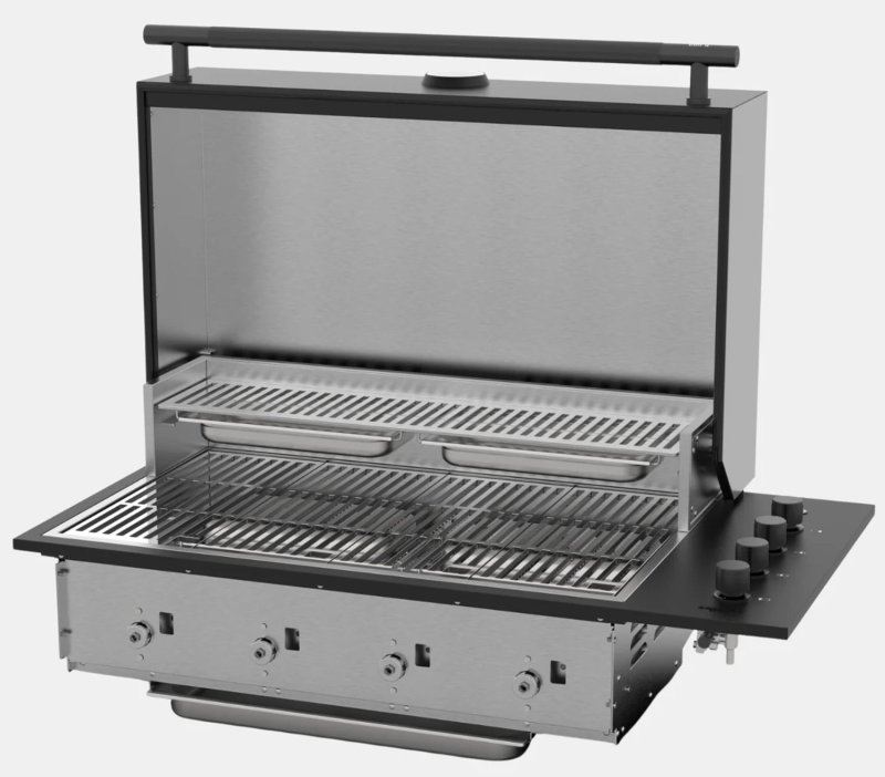 Brabura Outdoor Küche - KC 120 Grillschrank Box-Q Drop-In - Anthracite Grey / Nero Zimbabwe - inkl. Brabura Einbaugrill Box-Q Schwarz