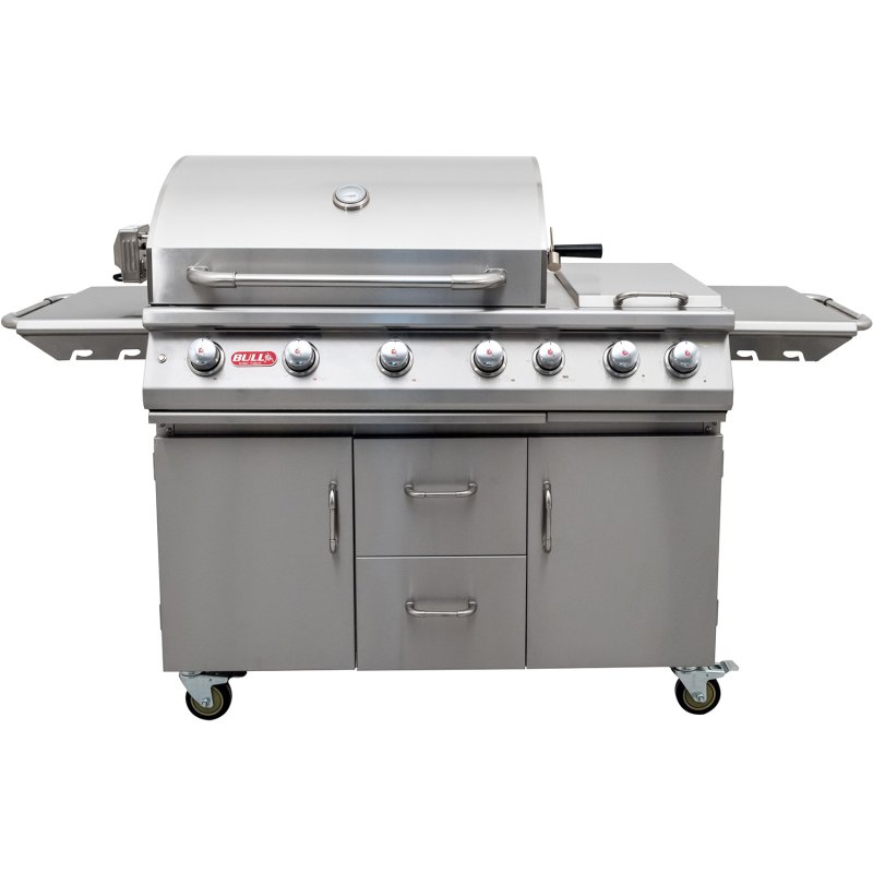 BULL 7 Burner Premium - Gasgrill mit Infrarot Backburner, Seitenkochstelle und Rotisserie