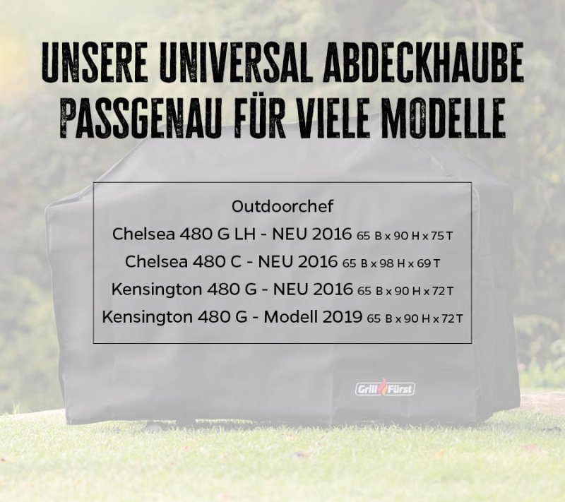 Grillfürst Abdeckhaube Ø 77 cm, Höhe 90 cm für Outdoorchef Chelsea 480 / Kensington 480 / Napoleon Pro 57 / Monolith Classic Pro 2.0 / The Bastard Classic Medium