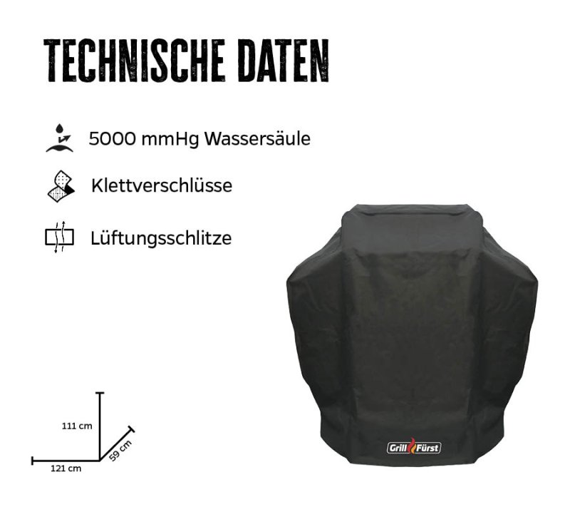 Grillfürst Abdeckhaube 121 x 59 x 111cm Napoleon Freestyle 365, Rogue 365 / Broil King GEM 320, Baron/Crown Pellet Smoker 400 / Outdoorchef Cairns 3G / Australia 315 G, Australia 325 G