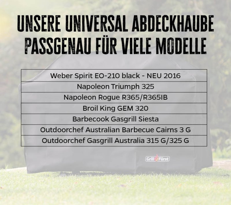 Grillfürst Abdeckhaube 121 x 59 x 111cm Napoleon Freestyle 365, Rogue 365 / Broil King GEM 320, Baron/Crown Pellet Smoker 400 / Outdoorchef Cairns 3G / Australia 315 G, Australia 325 G
