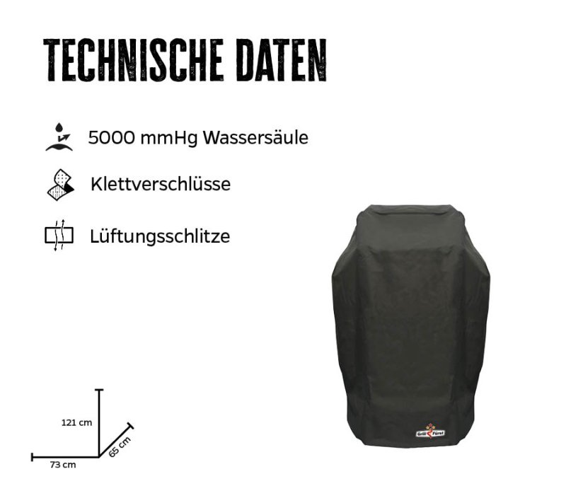Grillfürst Abdeckhaube 73 x 65 x 121 cm für Broil King Vertical Smoker Gas, Holzkohle / Napoleon Apollo AS300K / Rösle Smoker 25009 / Outdoorchef Kensington 570 / Napoleon Pro Holzkohle 57cm
