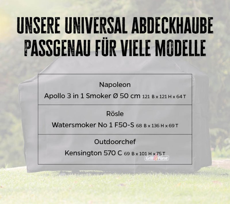 Grillfürst Abdeckhaube 73 x 65 x 121 cm für Broil King Vertical Smoker Gas, Holzkohle / Napoleon Apollo AS300K / Rösle Smoker 25009 / Outdoorchef Kensington 570 / Napoleon Pro Holzkohle 57cm