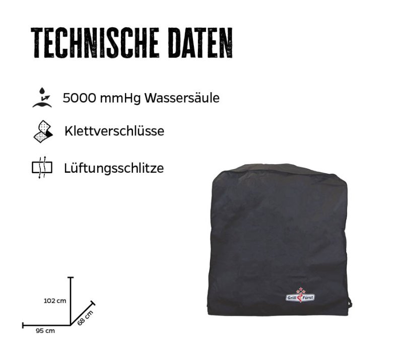 Grillfürst Abdeckhaube 95 x 68 x 102 cm für Outdoorchef Ascona 570, Leon 570 / Napoleon Pro285 / Broil King Port Chef 320