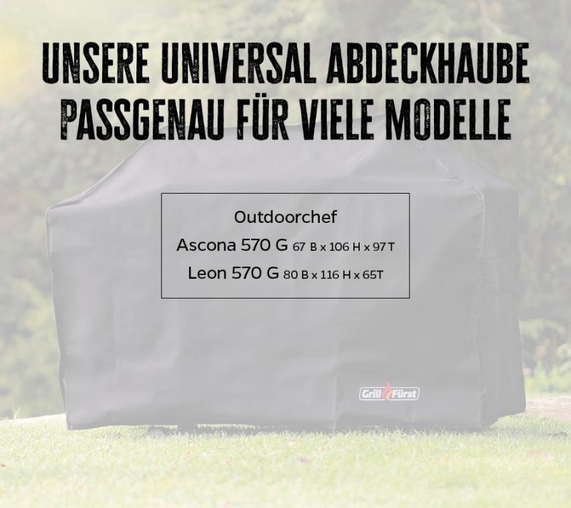 Grillfürst Abdeckhaube 95 x 68 x 102 cm für Outdoorchef Ascona 570, Leon 570 / Napoleon Pro285 / Broil King Port Chef 320