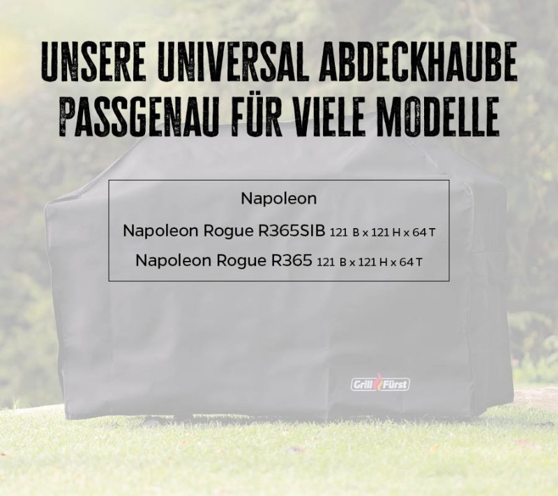 Grillfürst Abdeckhaube 131 x 47 x 130 cm für Napoleon Rogue 365, 425 Freestyle 425 / Broil King Royal 390 / Rösle Allflame Peer 3, Pro G3-S