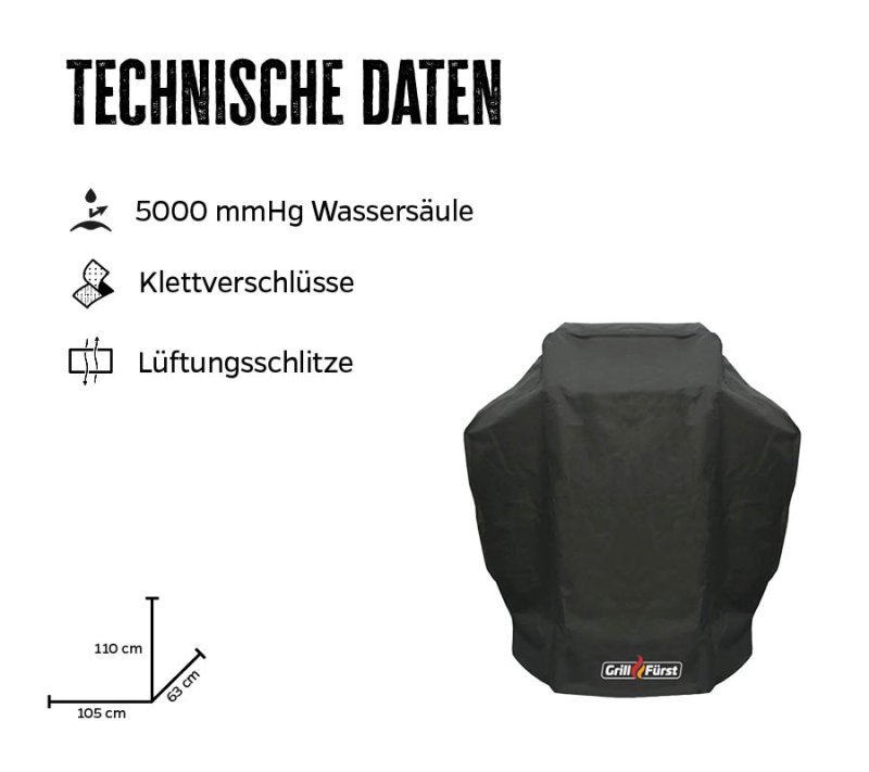 Grillfürst Abdeckhaube 105 x 63 x 110 cm für Broil King Portachef, Baron/Crown Pellet Smoker 400