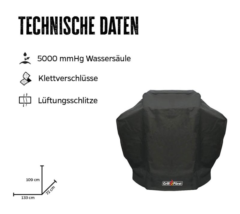 Grillfürst Abdeckhaube 133 x 72 x 109 cm Weber Spirit 200 er Serie, Weber Spirit 2 GS4 / Enders eFlow Pro 2