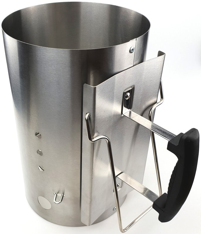 Grillfürst Anzündkamin Premium Edelstahl, Durchmesser 19 cm, Höhe 30,5 cm, mit Sicherheitsgriff