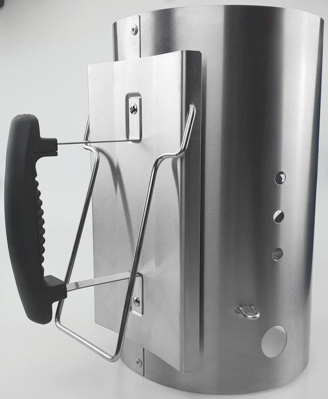 Grillfürst Anzündkamin Premium Edelstahl, Durchmesser 19 cm, Höhe 30,5 cm, mit Sicherheitsgriff