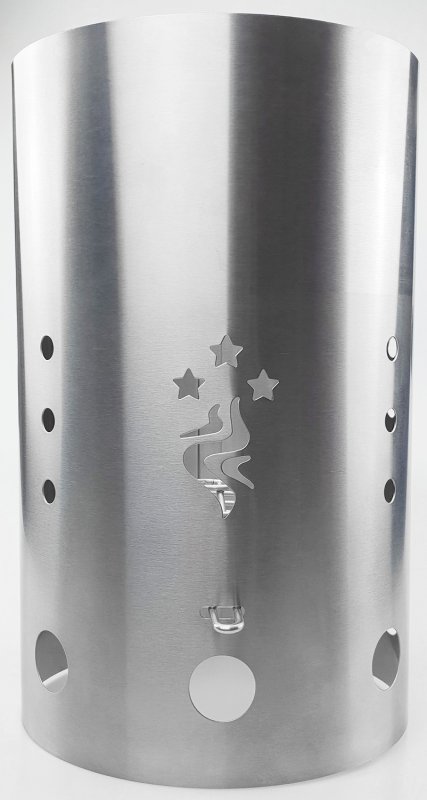 Grillfürst Anzündkamin Premium Edelstahl, Durchmesser 19 cm, Höhe 30,5 cm, mit Sicherheitsgriff