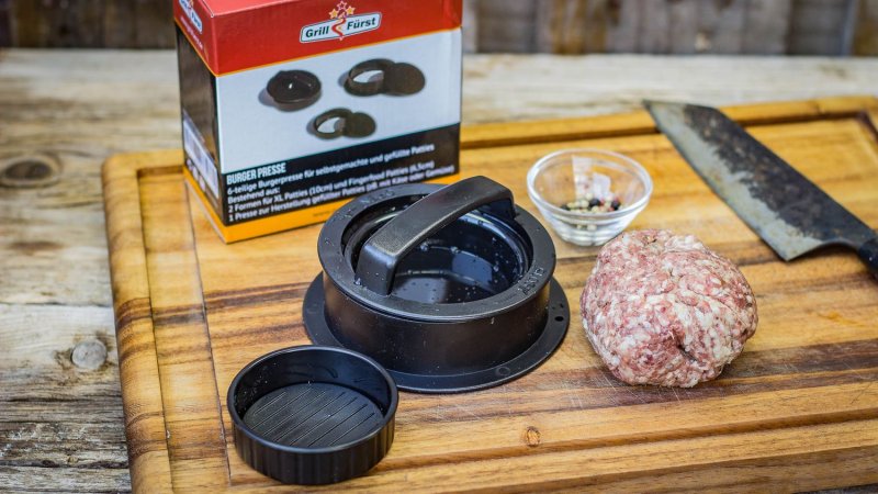 Grillfürst Burgerpresse für gefüllte Hamburger, 6-teilig