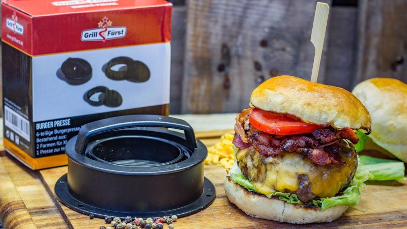 Grillfürst Burgerpresse für gefüllte Hamburger, 6-teilig