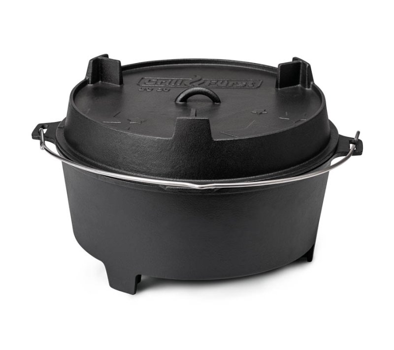 Grillfürst Dutch Oven Set BBQ Edition DO20 - X-DEAL inkl. Tragetasche, Gusseisen Pflege, Ringreiniger, Deckelheber und Bambus-Kochlöffel