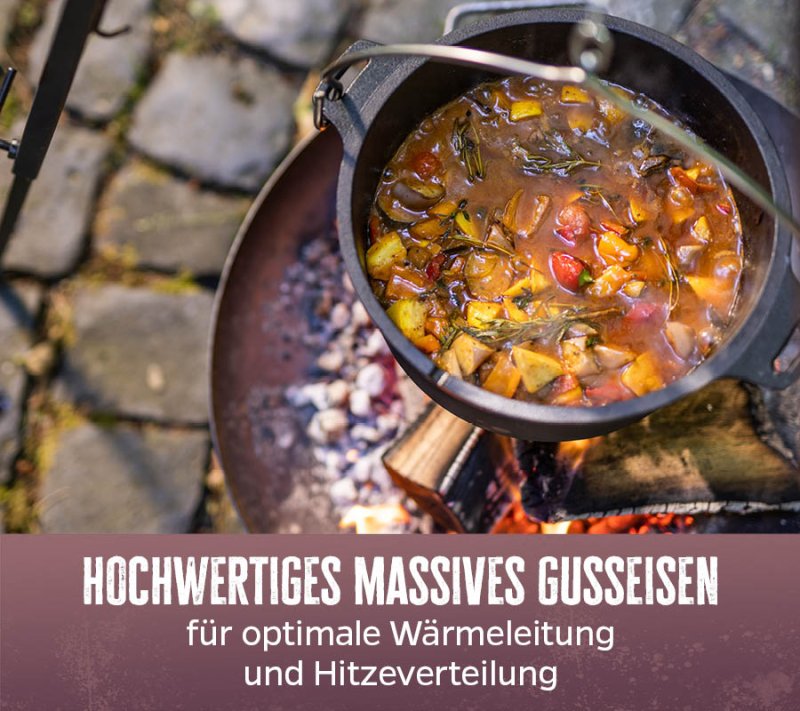 Grillfürst Dutch Oven Set BBQ Edition DO6 - X-Deal inkl. Pflegepaste, Deckelheber und Kochlöffel