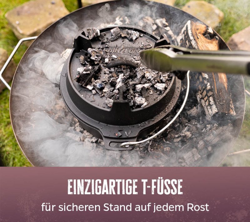 Grillfürst Dutch Oven BBQ Edition DO9 - X-Deal inkl. Pflegepaste, Deckelheber und Kochlöffel