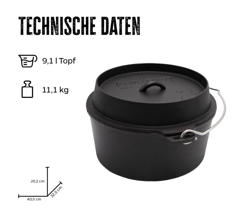 Grillfürst Dutch Oven ohne Füsse DO9