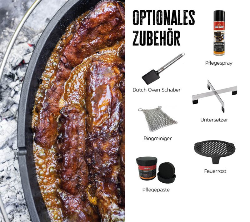 Grillfürst Dutch Oven BBQ Edition DO 6,5 flach / oval für Grillfürst Grills, Weber Spirit, Weber Genesis, Broil King Signet, Broil King Monarch
