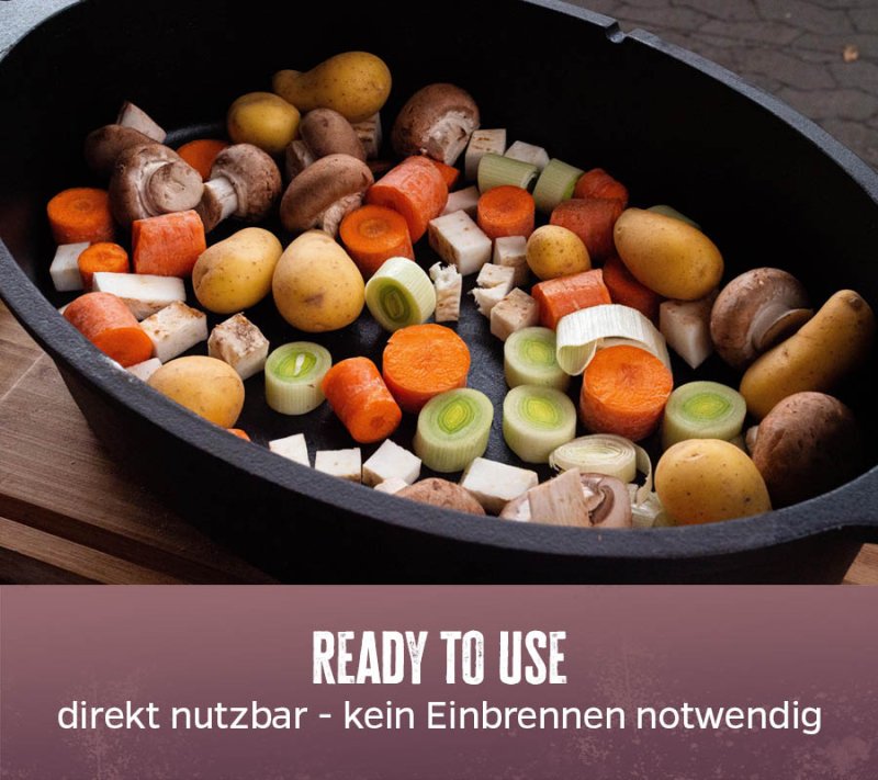Grillfürst Dutch Oven Set BBQ Edition DO 6,5 flach / oval für Weber Spirit, Weber Genesis, Broil King Signet - X-Deal inkl. Pflegepaste, Deckelheber und Kochlöffel
