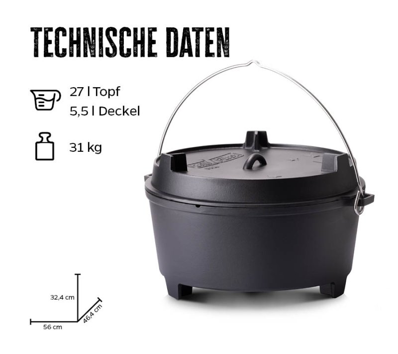 Grillfürst Dutch Oven BBQ Edition DO28 - inkl. Dutch Oven Fibel/Fibel XXL/Fibel XXL 2 und Winterrezepte