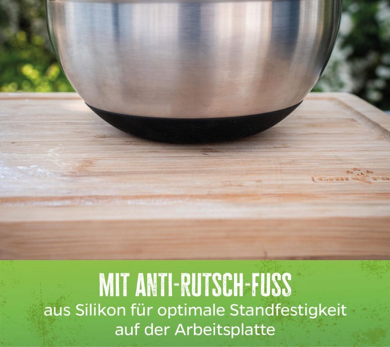 Grillfürst BBQ 3er Edelstahlschüssel Set mit Glasdeckel