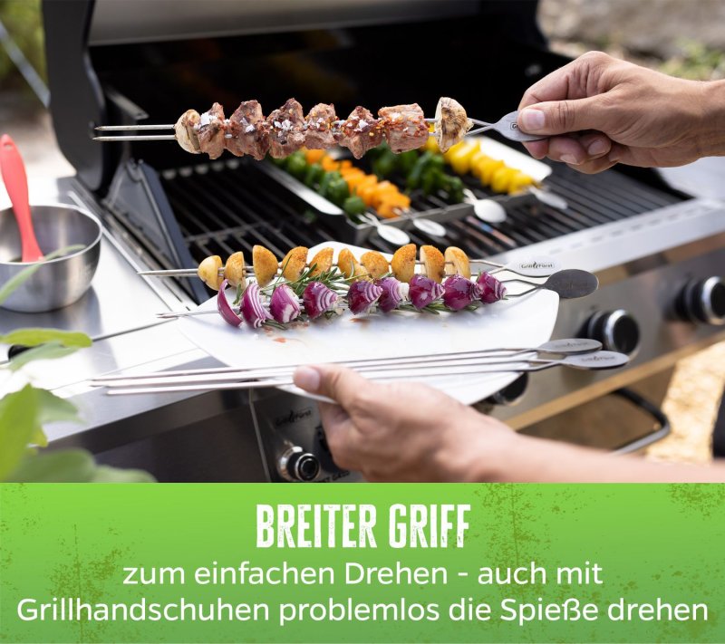 Grillfürst Edelstahl Grillspieße 35 cm - 4er Set