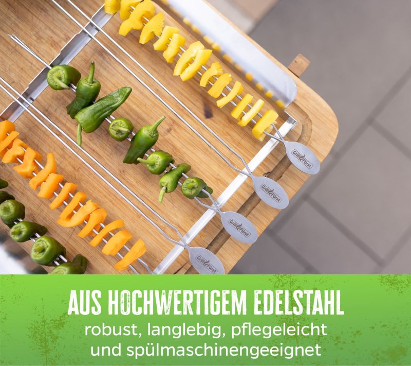 Grillfürst Edelstahl Grillspieße 35 cm - 4er Set