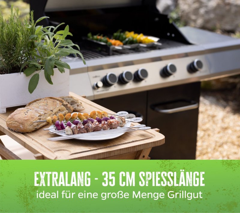 Grillfürst Edelstahl Grillspieße 35 cm - 4er Set