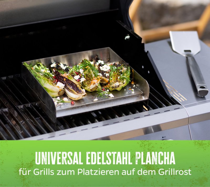 Grillfürst Edelstahl Plancha / Grillplatte / Teppanyaki Pfanne - 32 x 28 cm