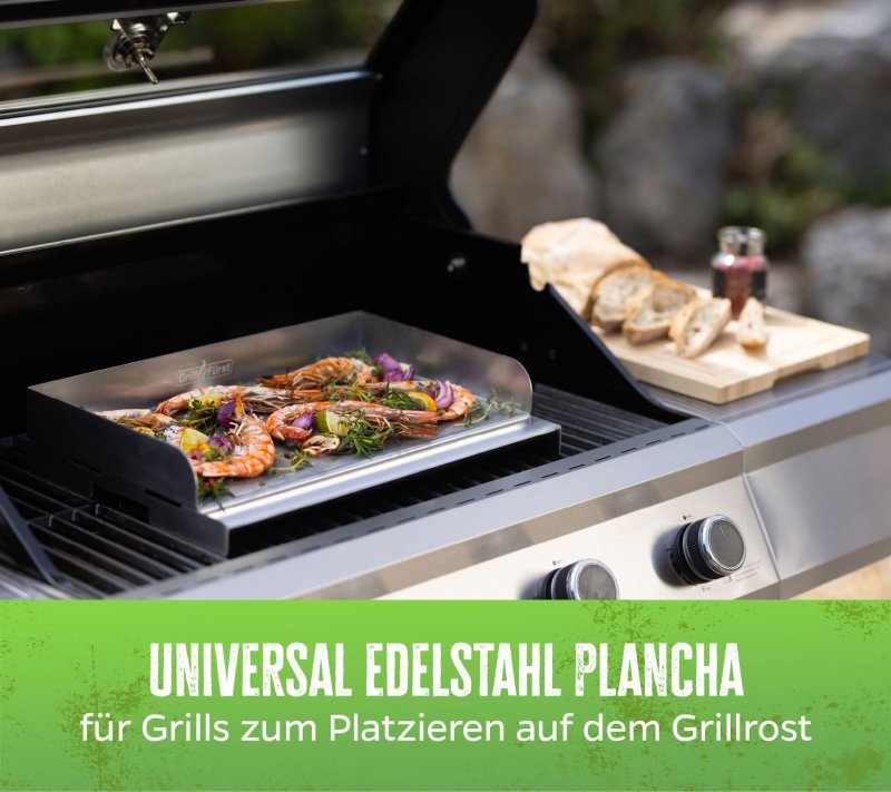 Grillfürst Edelstahl Plancha / Grillplatte / Teppanyaki Pfanne Größe M  - 41 x 28 cm