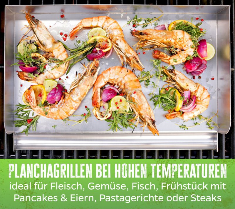 Grillfürst Edelstahl Plancha / Grillplatte / Teppanyaki Pfanne Größe M  - 41 x 28 cm