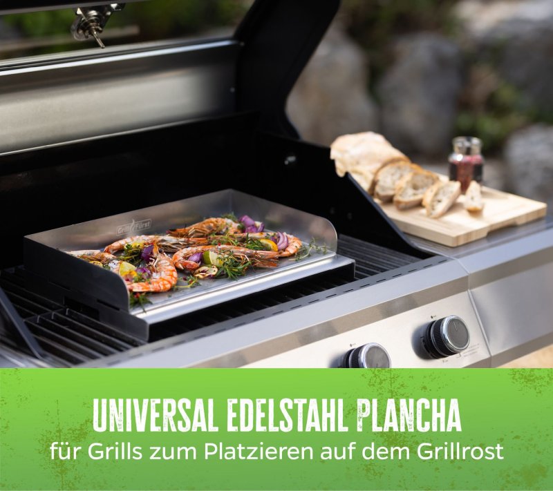 Grillfürst XL Edelstahl Plancha / Grillplatte / Teppanyaki Pfanne - 50 x 28 cm