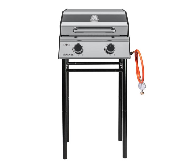 Grillfürst G201E 2-Brenner Gasgrill portabel v2 - Campinggrill / Balkongrill 50mbar - inkl. Untergestell