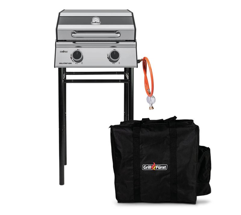 Grillfürst G201E 2-Brenner Gasgrill portabel v2 - Campinggrill / Balkongrill - X-DEAL inkl. Untergestell und Tragetasche