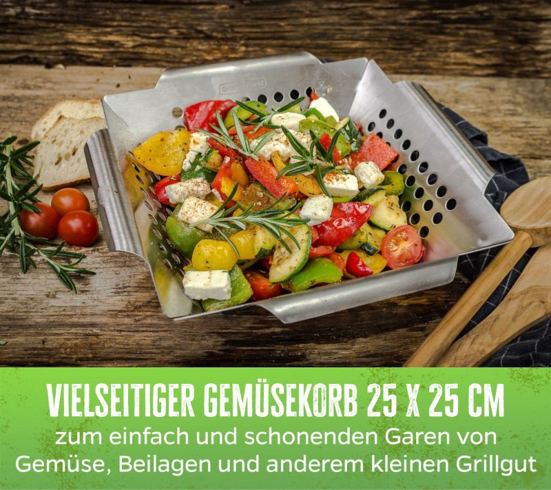 Grillfürst Gemüsekorb Edelstahl klein 25 x 25cm