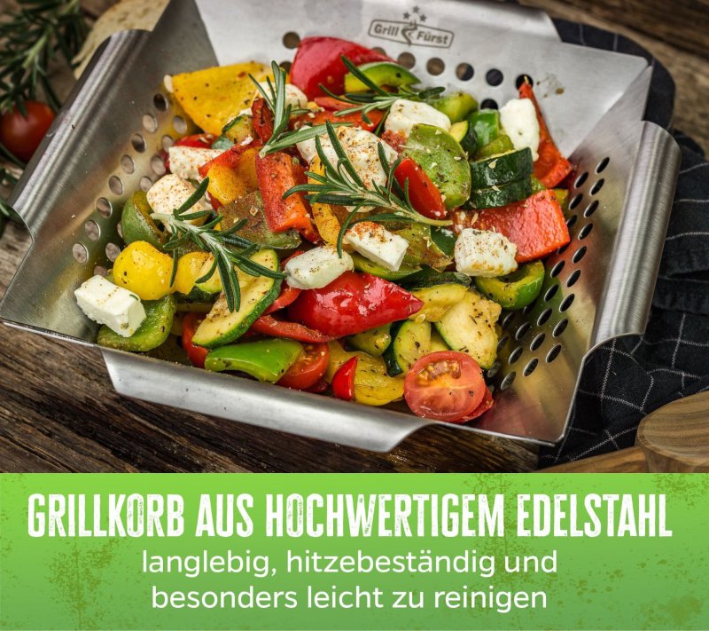 Grillfürst Gemüsekorb Edelstahl klein 25 x 25cm