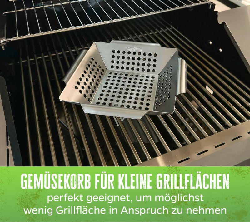 Grillfürst Gemüsekorb Edelstahl klein 25 x 25cm