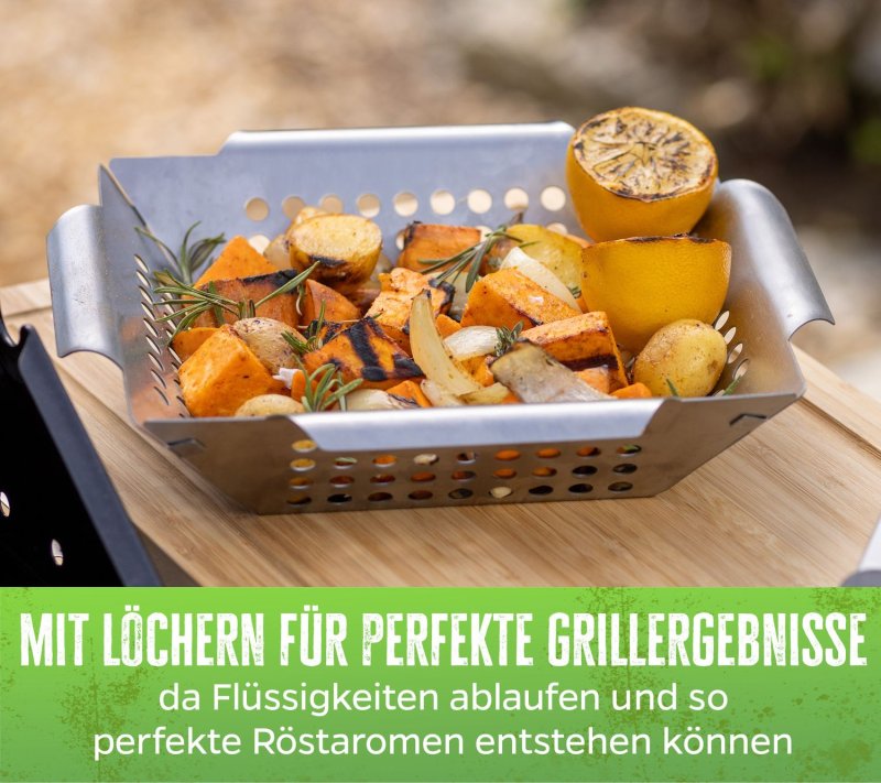 Grillfürst Gemüsekorb Edelstahl klein 25 x 25cm