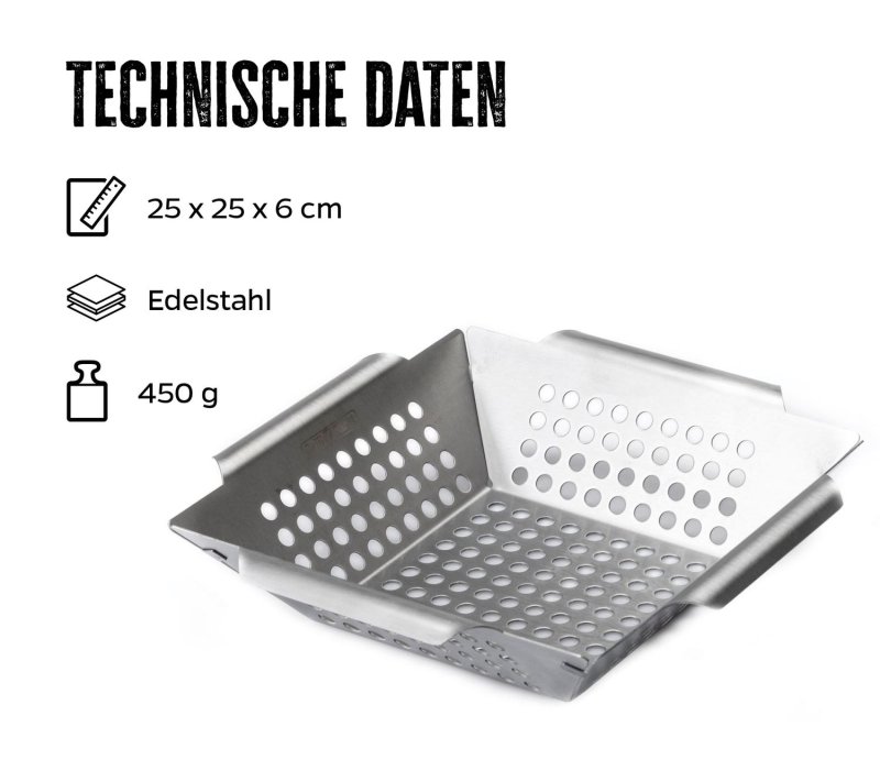 Grillfürst Gemüsekorb Edelstahl klein 25 x 25cm