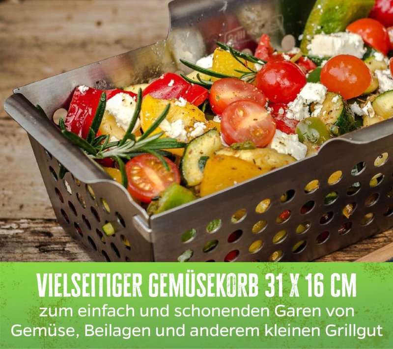 Grillfürst Gemüsekorb Edelstahl rechteckig 31 x 16cm