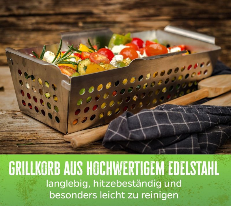 Grillfürst Gemüsekorb Edelstahl rechteckig 31 x 16cm