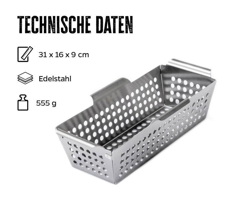 Grillfürst Gemüsekorb Edelstahl rechteckig 31 x 16cm