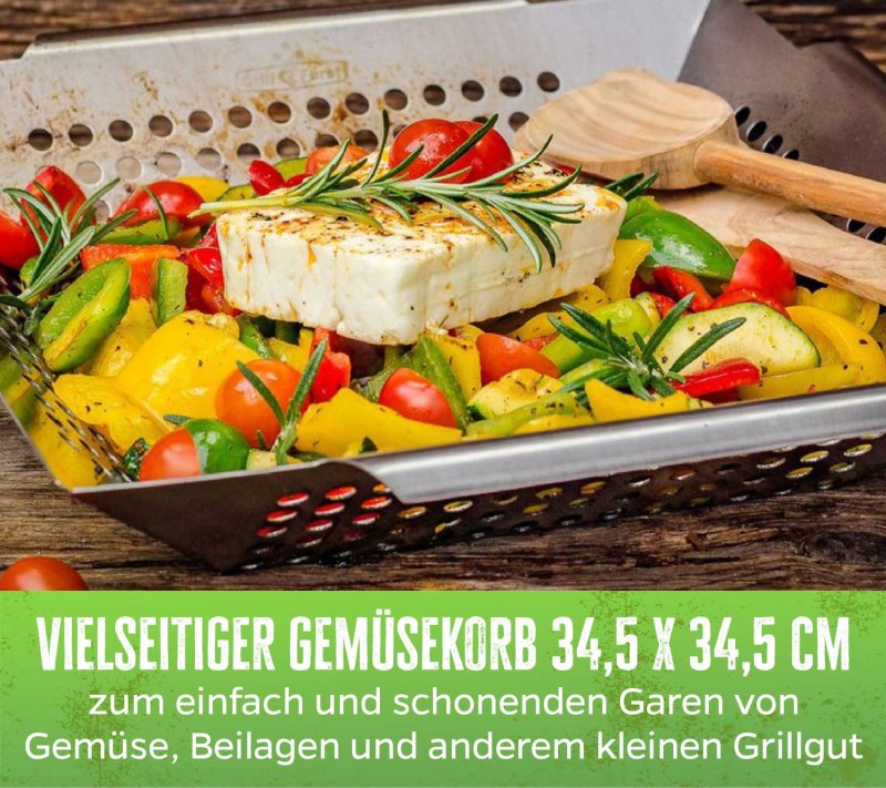 Grillfürst Gemüsekorb Edelstahl Premium 34,5 x 34,5cm
