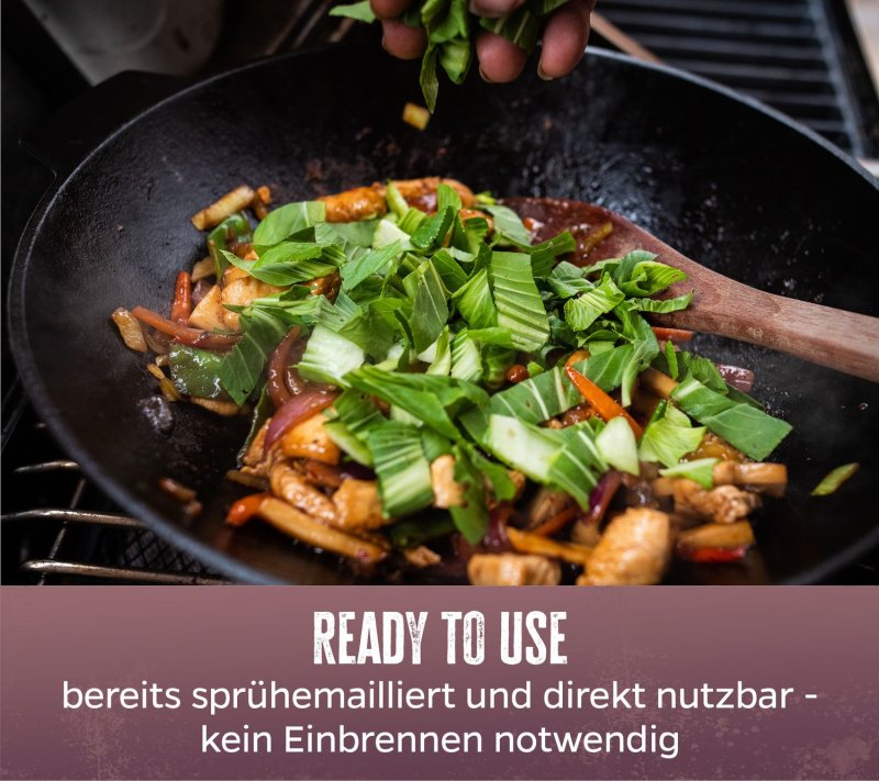 Grillfürst Gusseisen Wok mit 2 Griffen Ø 30 cm