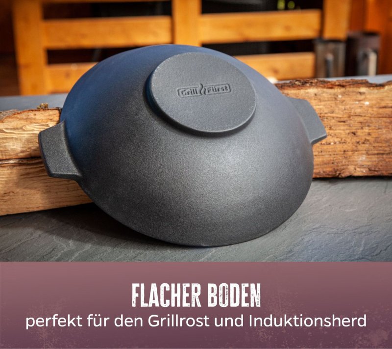Grillfürst Gusseisen Wok XL mit 2 Griffen Ø 38 cm