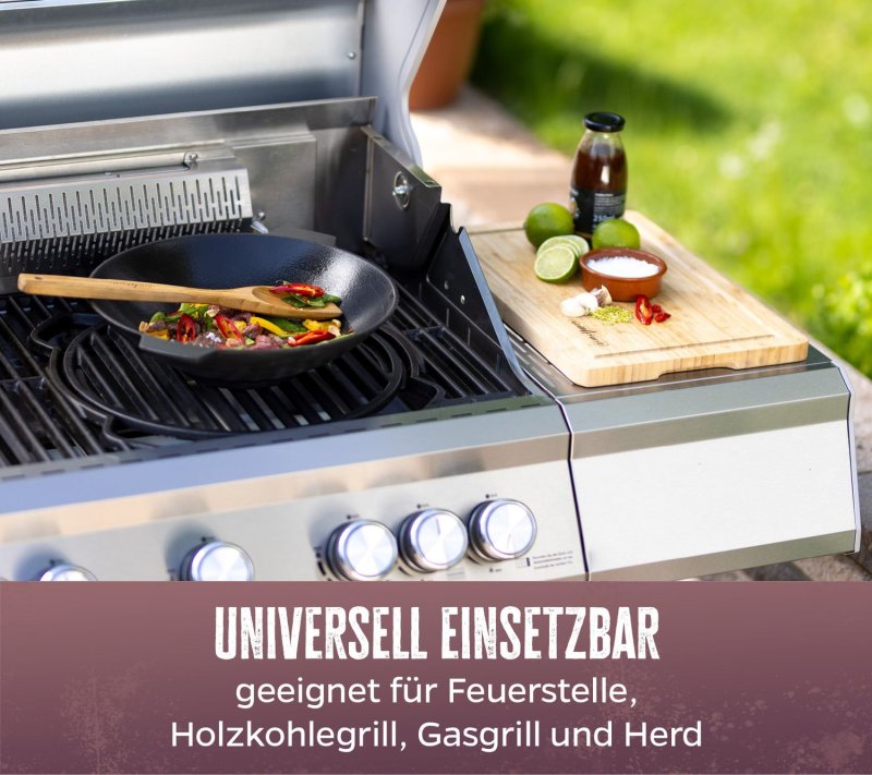 Grillfürst Gusseisen Wok XL mit 2 Griffen Ø 38 cm