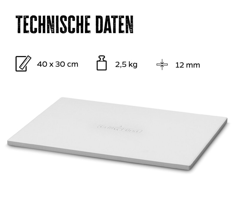 Grillfürst Pizzastein rechteckig 40 x 30 cm